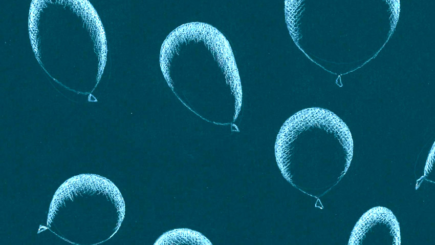 Gunnelin julkisivun teoksessa näkyvät Krokforsin taiteen tutut elementit: ilmapallot, puut, puistot ja tyylitellyt rytmikkäät maisemat