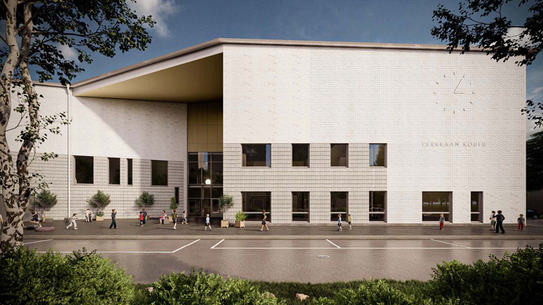 Havainnekuva Perkkaan koulusta (Kuva: Linja-Arkkitehdit)
