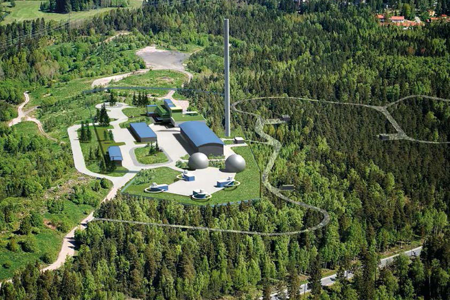 Havainnekuva Blominmäen jätevedenpuhdistamosta, Espoo / Illustration of Blominmäki wastewater treatment plant, Espoo