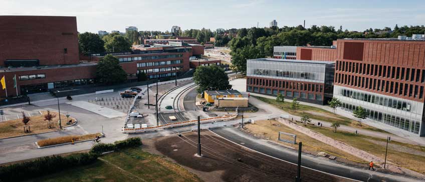 Raide-Jokeri työmaa, Otaniemi, Espoo  / Jokeri Light Rail, construction site, Otaniemi, Espoo. 