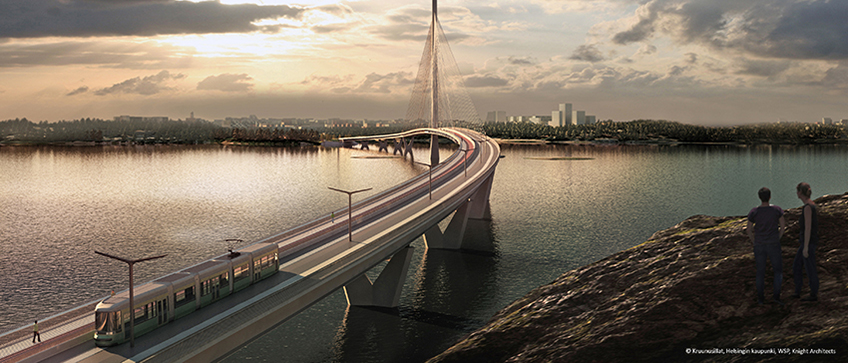 Havainnekuva Kruunusilloista / Illustrative drawing of Kruunuvuorensilta 