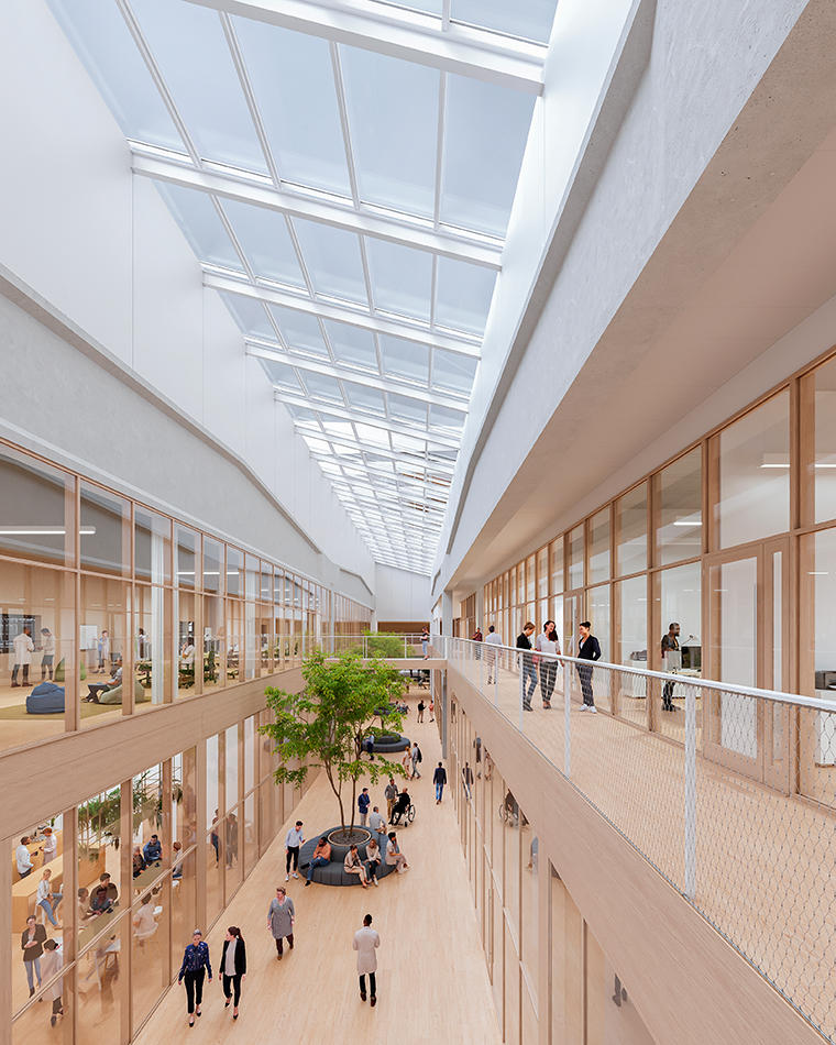 Teollisuusosan halkaisee lasikatteinen sisäkatu.