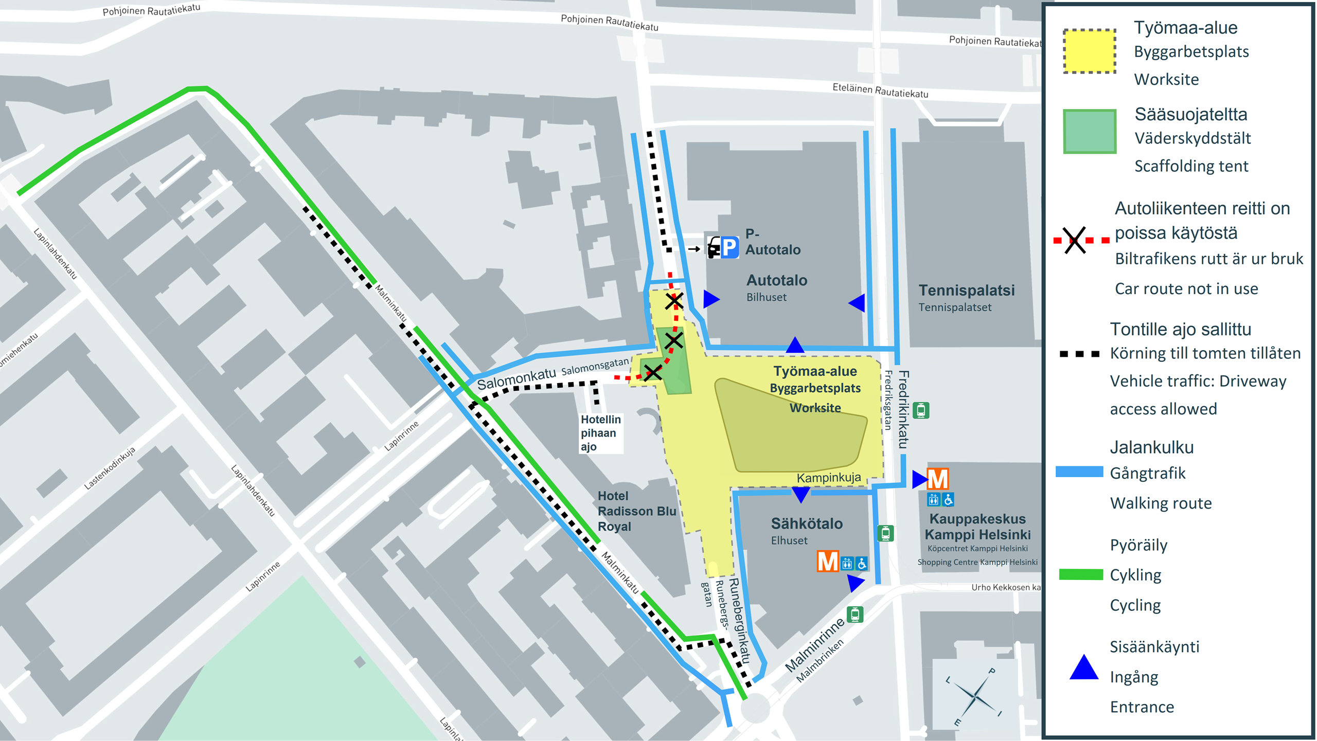 Runeberginkadun kiertotie Malminkadulle suljetaan