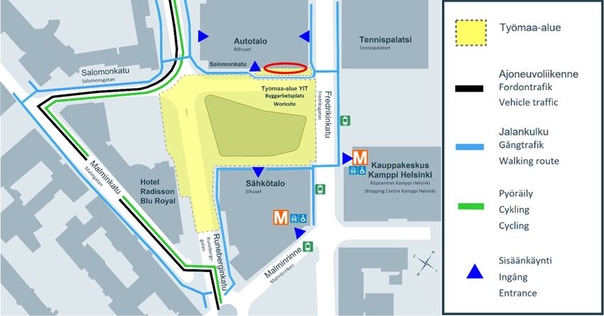 Kampinkujan ja Salomonkadun työt