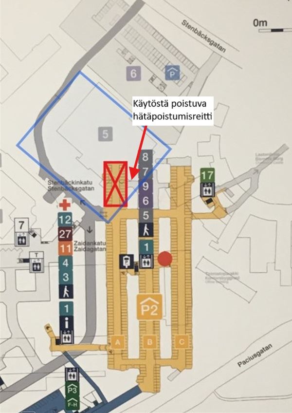 Autopaikkoja poistetaan väliaikaisesti käytöstä P2-pysäköintihallista