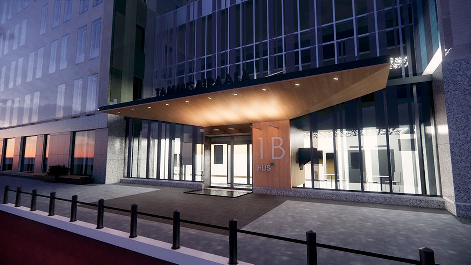 Tammisairaalan sisäänkäynti yöllä