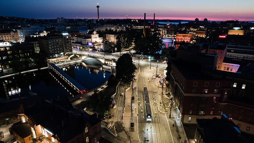 Night view of a light trail network