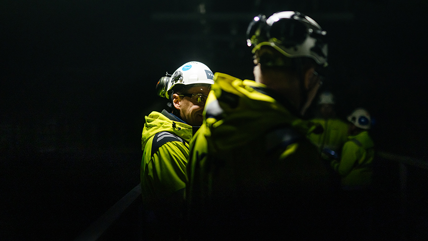 Construction workers underground