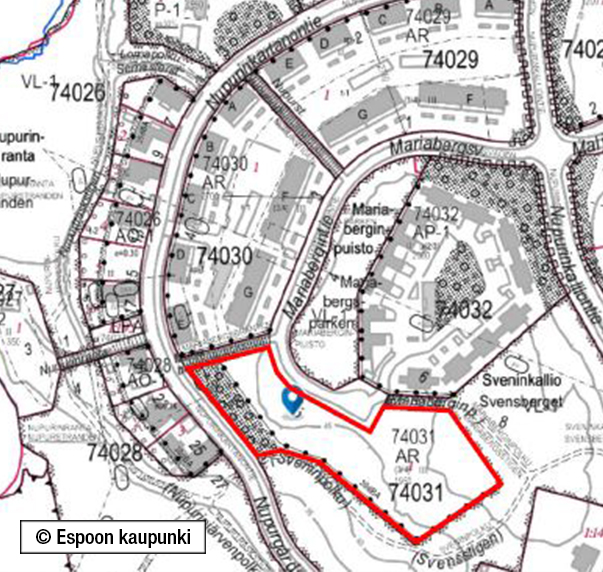 Asuinpientalojen tontti 5947 m², Nupuri / Espoo